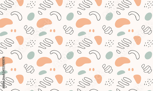 Playful abstract seamless vector pattern with doodles and textures