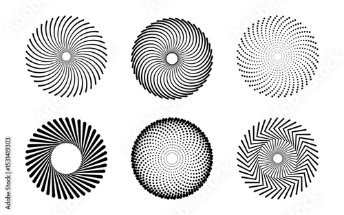 vector radial stripes. abstract design elements