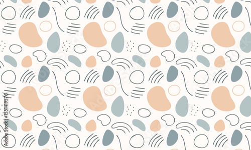 	Simple minimalist seamless vector pattern with abstract doodles