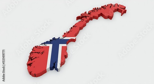 Norway A 3D Map Showcasing the Nation's Geography and the Norwegian Flag
