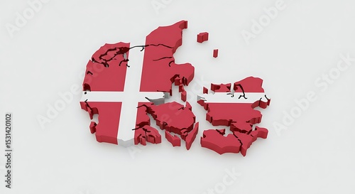 3D Render of Denmark A Detailed Map Showing the Country's Geography
