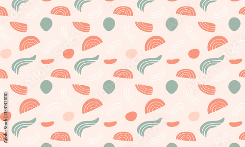 Playful pastel abstract collage seamless vector pattern
