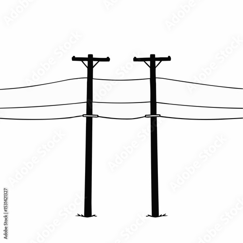 Graphic illustration of power lines in black and white.