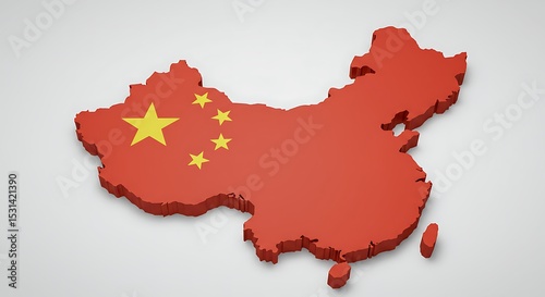 3D Render of China Map with Flag Exploring the Geography and Culture of the People's Republic of China