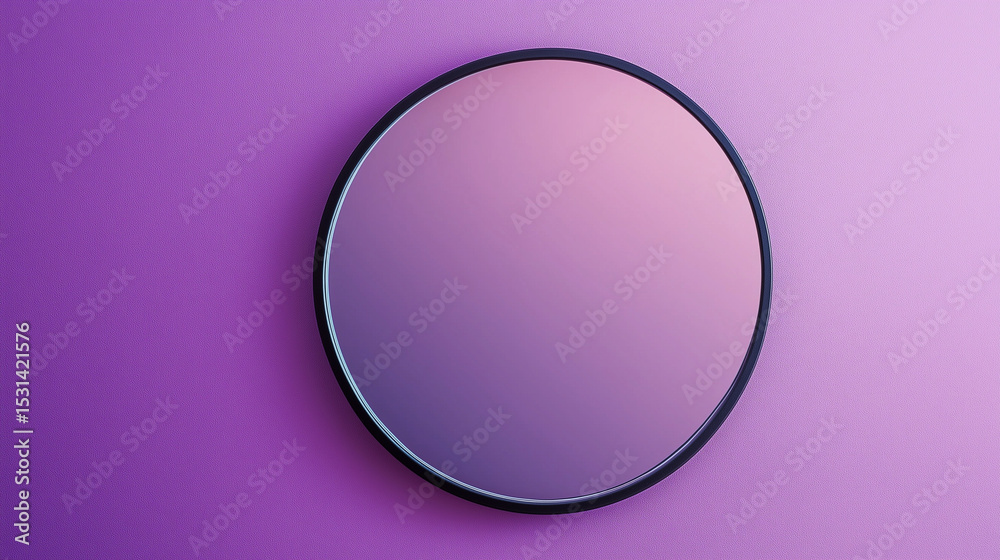 Obraz premium A small handheld mirror with a sleek frame, on a purple background