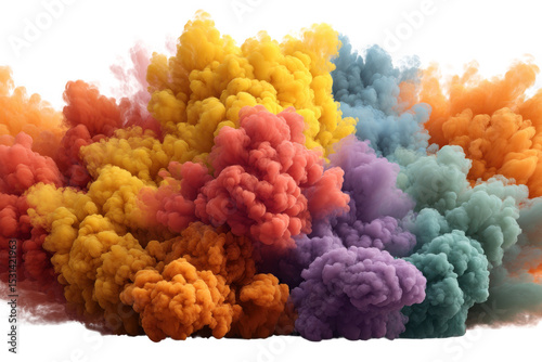 Colorful smoke explosion isolated on transparent background