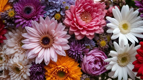 Vibrant Close-Up Video of a Beautiful Assortment of Colorful Flowers