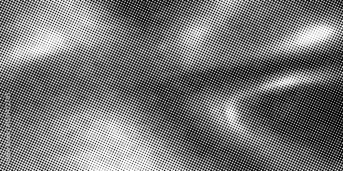 Grunge halftone gradient background. Faded grit noise texture. White and black sandy wallpaper. Retro pixelated backdrop. Anime or manga style comic overlay