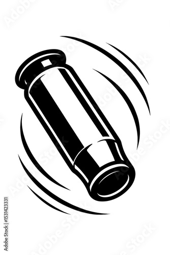 Dynamic Black and White Bullet Cartridge or Casing with Motion Effect Vector