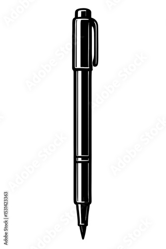 Sleek Black and White Modern Roller Pen for Writing and Design Vector