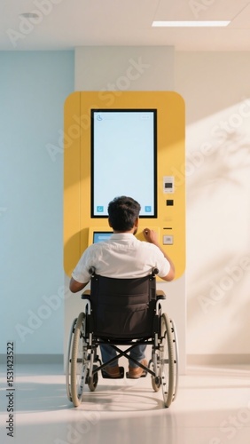 Person in Wheelchair at Hospital Kiosk