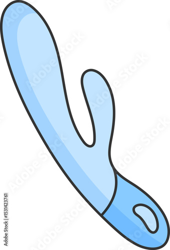 vibrator rabbit, adult sex toy, accessories for sex games, linear black and blue icons, doodle and sketch style, hand drawing