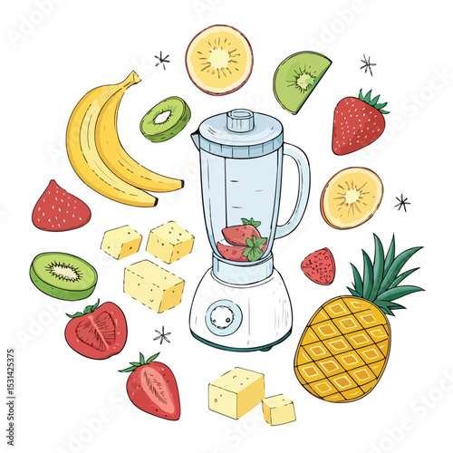 set of fruit juice
