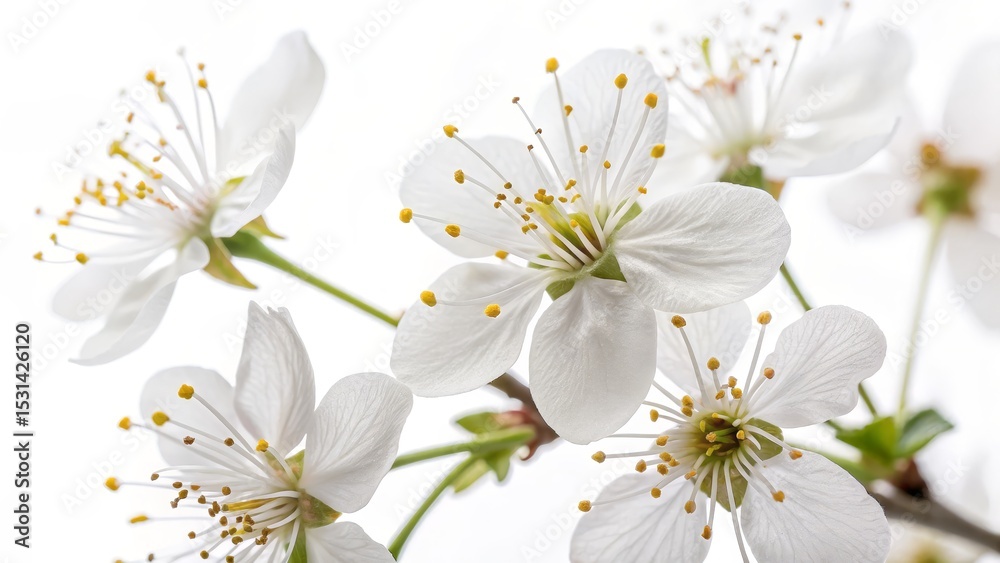 Obraz premium Close-up of Delicate White Blossoms Macro Photography of Spring Flowers,Floral Composition, Nature, Springtime Spring Bloom, Macro Photography