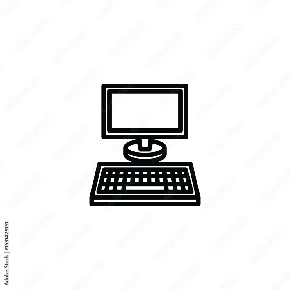 Fototapeta premium Simple Desktop Computer Icon Illustration