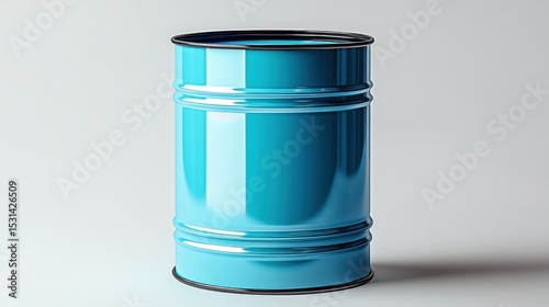 Light-blue metal barrel on a light gray background