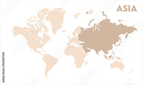 Asia continent map-03, Map of Asia, highlighted on the world map, Asia on the world map, Satellite view, Asia location on the globe.
