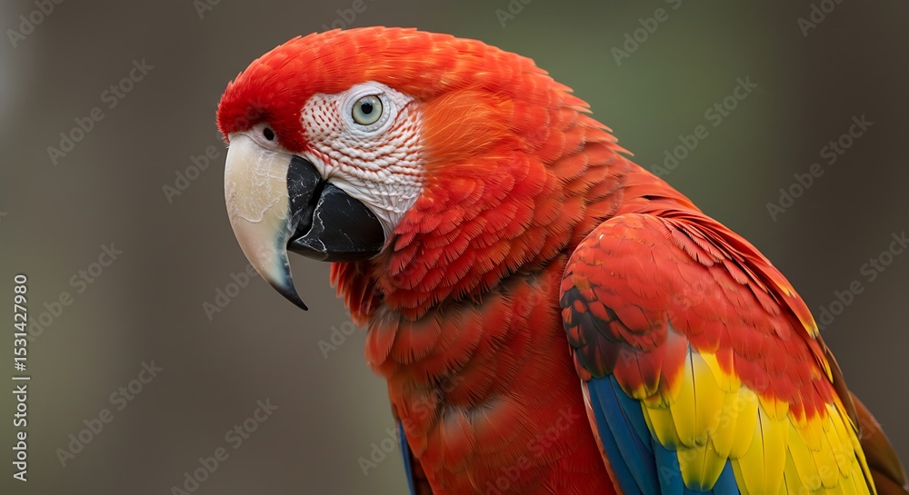 Naklejka premium Beautiful red and yellow macaw with 4k resolution