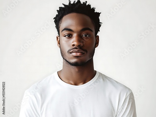 Portrait of a handsome darkskinned man with short afro hair and beard