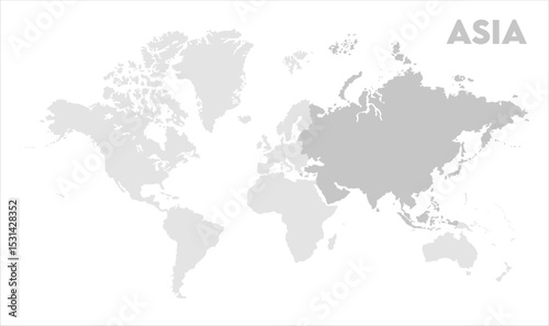 Asia highlighted on world map-12, Map of Asia, highlighted on the world map, Asia on the world map, Satellite view, Asia location on the globe.