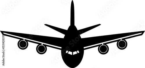 Black airplane icon collection. Set of black plane silhouette icon