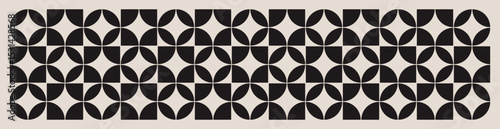 Mid century modern floral geometric pattern in black and white. Graphical illustration for a unique banners, textiles and home décor.	
