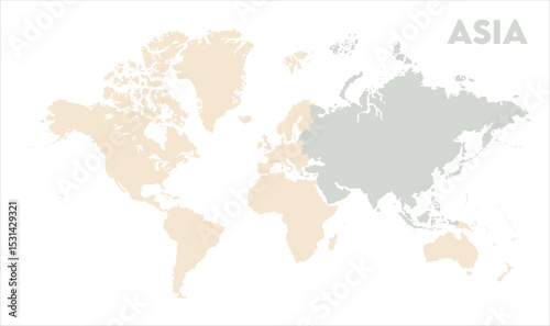 Asia outline in global map-13, Map of Asia, highlighted on the world map, Asia on the world map, Satellite view, Asia location on the globe.