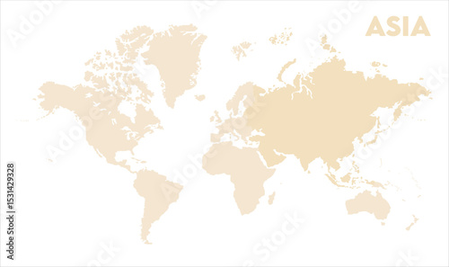 Asia outline in global map-14, Map of Asia, highlighted on the world map, Asia on the world map, Satellite view, Asia location on the globe.