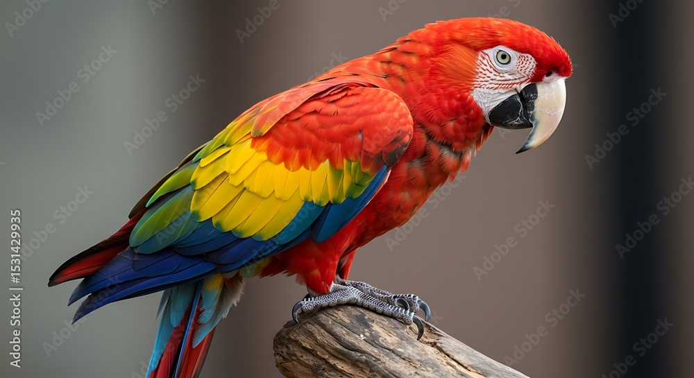 Obraz premium Beautiful red and yellow macaw with 4k resolution