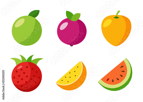 set of fruits and berries