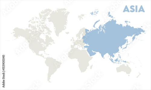 Economic map of Asia in world-03, Map of Asia, highlighted on the world map, Asia on the world map, Satellite view, Asia location on the globe.