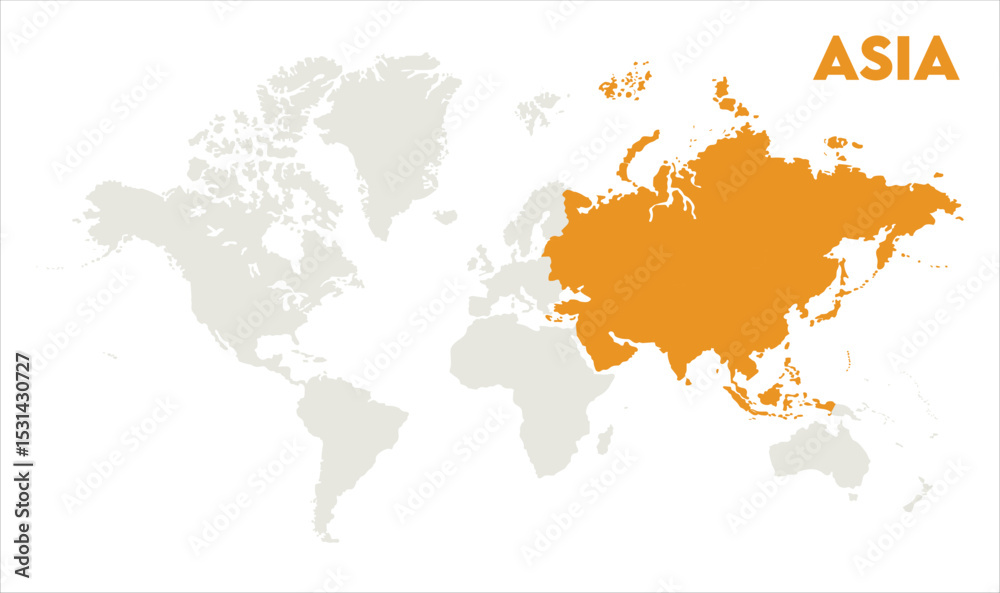 Fototapeta Economic map of Asia in world-15, Map of Asia, highlighted on the world map, Asia on the world map, Satellite view, Asia location on the globe.