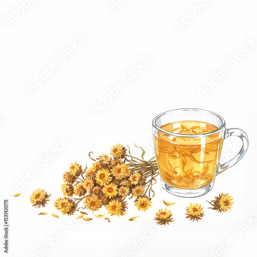  Immortelle herbal tea with dried flowers, natural bile flow and liver support