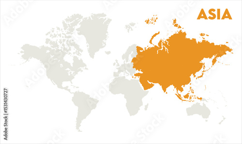 Economic map of Asia in world-15, Map of Asia, highlighted on the world map, Asia on the world map, Satellite view, Asia location on the globe.