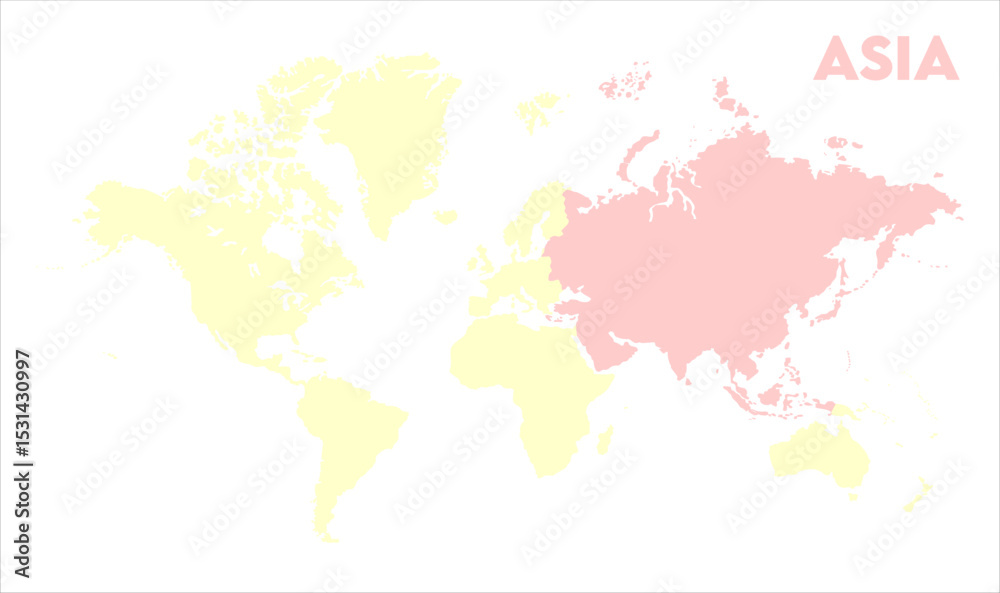 Obraz premium Minimalist Asia map-08, Map of Asia, highlighted on the world map, Asia on the world map, Satellite view, Asia location on the globe.