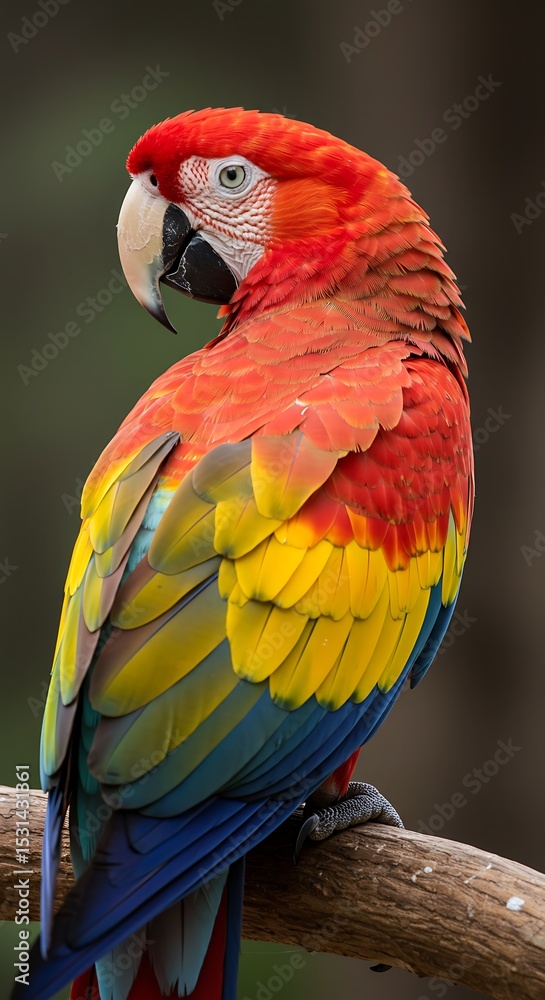 Fototapeta premium Beautiful red and yellow macaw with 4k resolution