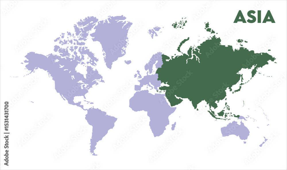 Obraz premium World map with Asia focus-11, Map of Asia, highlighted on the world map, Asia on the world map, Satellite view, Asia location on the globe.