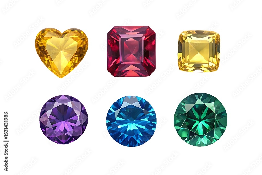 Fototapeta premium Assortment of colorful gemstones isolated on white background