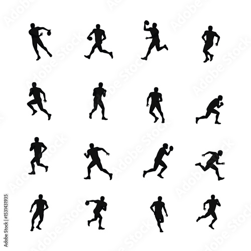 Wallpaper Mural American football player silhouettes action poses set Torontodigital.ca