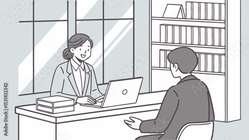 Job Interview Illustration – Candidate and Recruiter Vector

