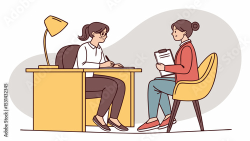 Job Interview Illustration – Candidate and Recruiter Vector
