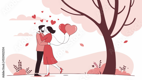 "Valentine’s Day Couple – Romantic Love Vector Illustration"

