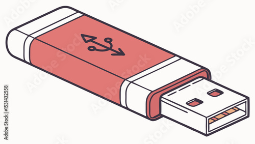 USB Flash Drive Icon – Data Storage Vector Illustration
