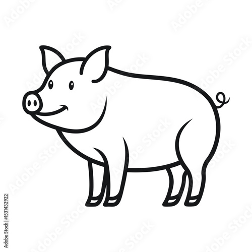 simple line art minimalist black and white illustration, abstract icon like duck,horse,cow,pig,rabbit, cock,goat,lamb etc.