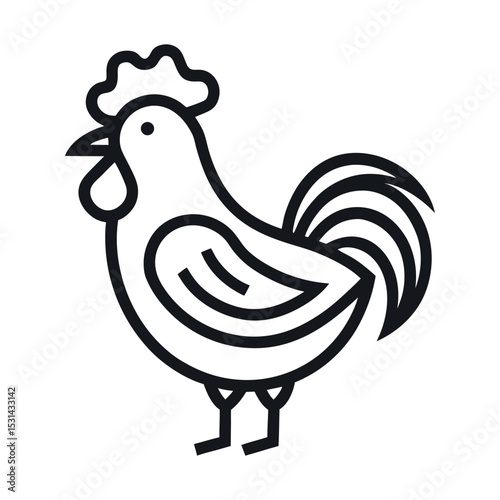 simple line art minimalist black and white illustration, abstract icon like duck,horse,cow,pig,rabbit, cock,goat,lamb etc.