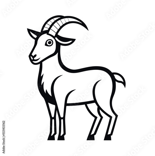 simple line art minimalist black and white illustration, abstract icon like duck,horse,cow,pig,rabbit, cock,goat,lamb etc.