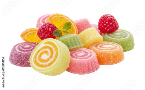 Colorful jelly candy assortment sweet treats gummy candies fruit flavors dessert food confectionery sugar 100