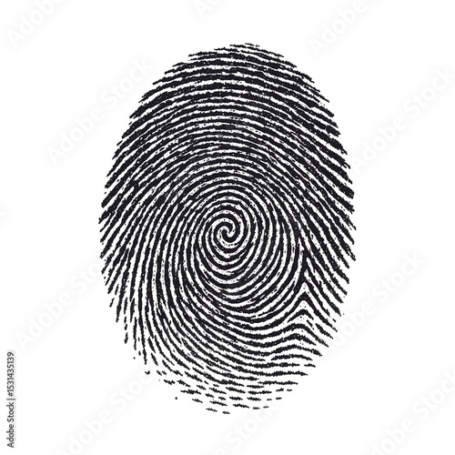Close-Up View of Unique Fingerprint Pattern Showing Intricate Swirls and Lines of a Human Fingerprint