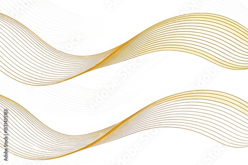 Golden waves flowing gently, isolated on white background