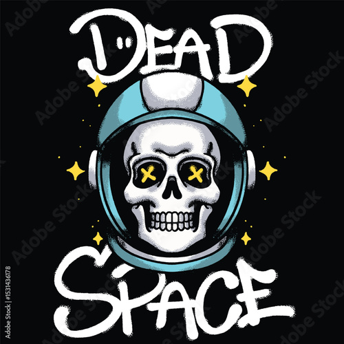 Skull astronaut for streetwear illustration